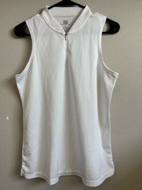 Three Sixty Six Sleeveless Zip Mock Neck Athletic Top White M Quarter Zip Golf